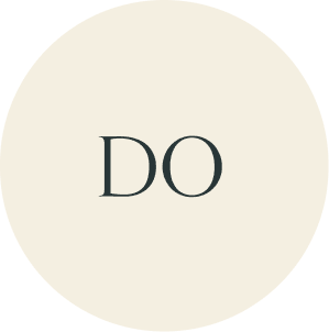 Cream circular monogram with DO initials.