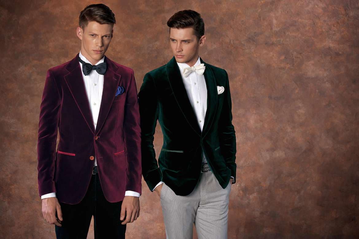 Holiday menswear outfit with tailored styling.